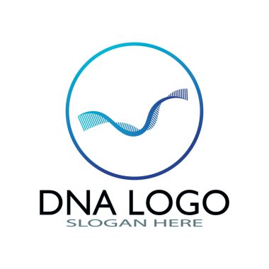 DNA vektör logo tasarım şablonu. Modern medikal logoty.lab bilim simgesi. Renkli farmakoloji işaret vektörü.