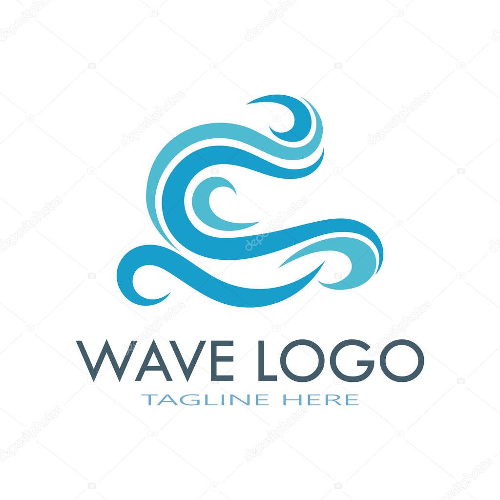 water wave logo design template