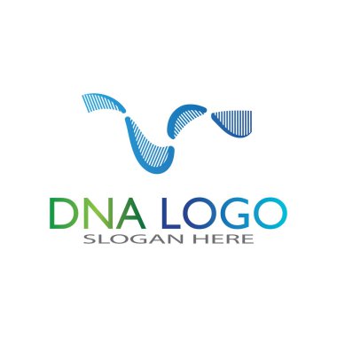 DNA vektör logo tasarım şablonu. Modern medikal logoty.lab bilim simgesi. Renkli farmakoloji işaret vektörü.