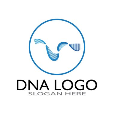 DNA vektör logo tasarım şablonu. Modern medikal logoty.lab bilim simgesi. Renkli farmakoloji işaret vektörü.