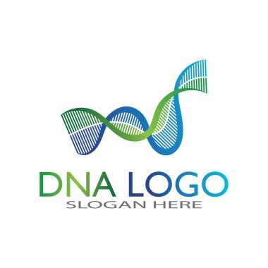 DNA vektör logo tasarım şablonu. Modern medikal logoty.lab bilim simgesi. Renkli farmakoloji işaret vektörü.