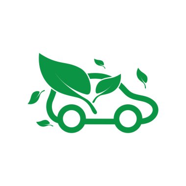 environmentally friendly car logo design and electric car technology, a green color combination, there are also plug and lightning elements