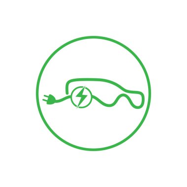 environmentally friendly car logo design and electric car technology, a green color combination, there are also plug and lightning elements