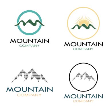 Minimalist mountain and sun logo design in flat colors packed with modern concepts vector illustration