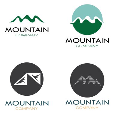 Minimalist mountain and sun logo design in flat colors packed with modern concepts vector illustration