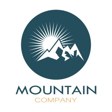 Minimalist mountain and sun logo design in flat colors packed with modern concepts vector illustration