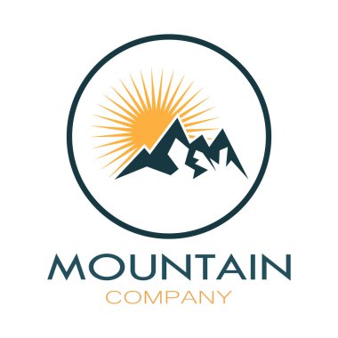 Minimalist mountain and sun logo design in flat colors packed with modern concepts vector illustration