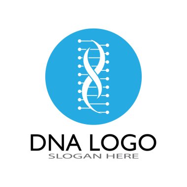 DNA vektör logo tasarım şablonu. Modern medikal logoty.lab bilim simgesi. Renkli farmakoloji işaret vektörü.