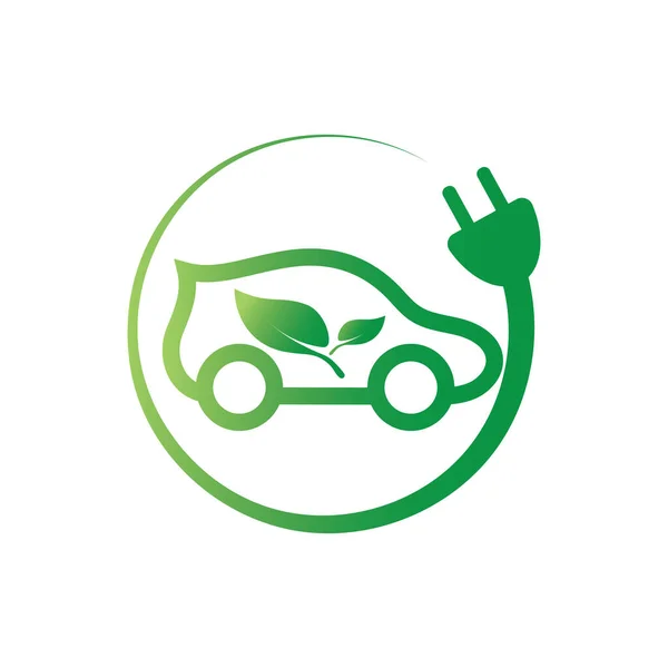 Environmentally Friendly Car Logo Design Electric Car Technology Green Color — ストックベクタ