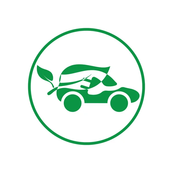 Environmentally Friendly Car Logo Design Electric Car Technology Green Color — Image vectorielle