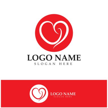  Aşk kalp logosu ve sembol vektör şablonu