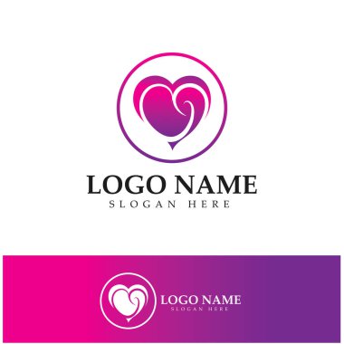  Aşk kalp logosu ve sembol vektör şablonu