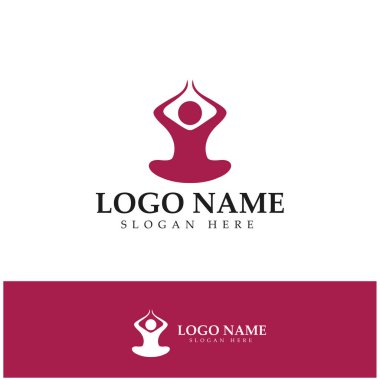 logo design of people doing yoga symbol icon illustration vector