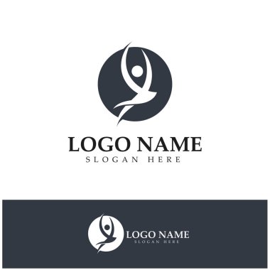 logo design of people doing yoga symbol icon illustration vector
