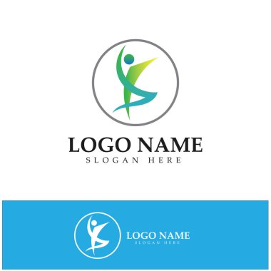 logo design of people doing yoga symbol icon illustration vector