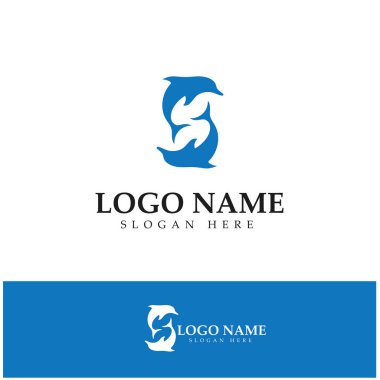 dolphin icon logo design vector