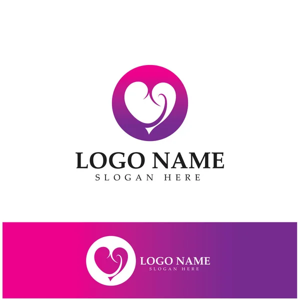 Liefde Hart Logo Symbool Vector Sjabloon — Stockvector