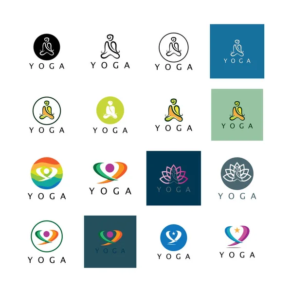Logo Design People Doing Yoga Symbol Icon Illustration Vector —  Vetores de Stock