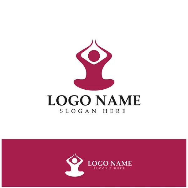 Logo Design People Doing Yoga Symbol Icon Illustration Vector — Stok Vektör