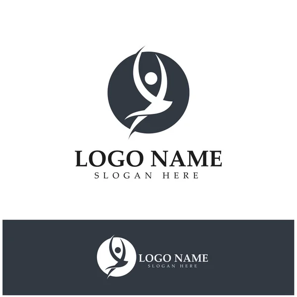 Logo Design People Doing Yoga Symbol Icon Illustration Vector — Archivo Imágenes Vectoriales