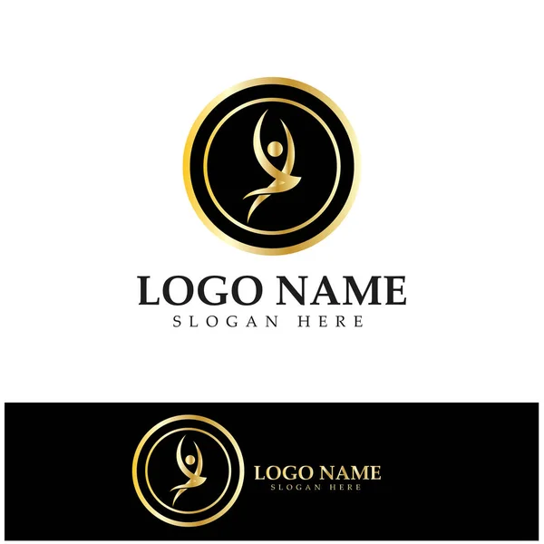 Logo Design People Doing Yoga Symbol Icon Illustration Vector — Stockový vektor