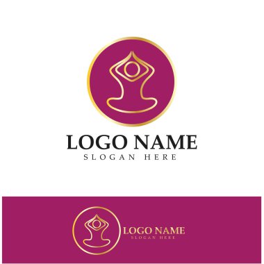 logo design of people doing yoga symbol icon illustration vector