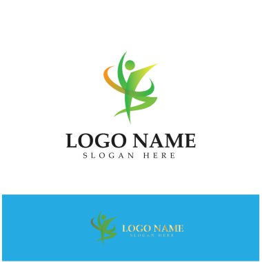 logo design of people doing yoga symbol icon illustration vector