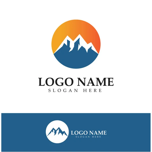 Sun Mountain Logo Design Illustration Icon — Image vectorielle