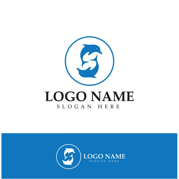 Dolphin Icon Logo Design Vector — 스톡 벡터