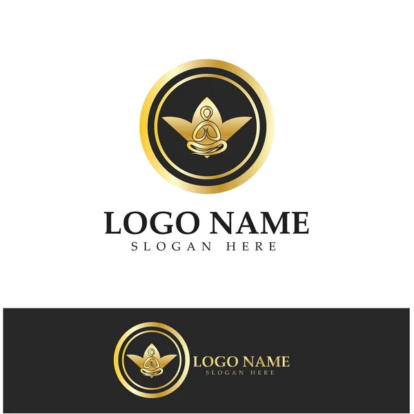 Logo Design People Doing Yoga Symbol Icon Illustration Vector — Stockový vektor