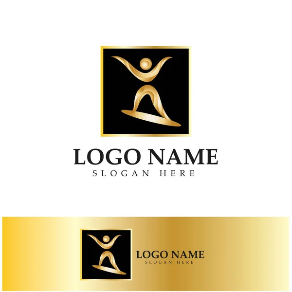 Logo Design People Doing Yoga Symbol Icon Illustration Vector — Wektor stockowy