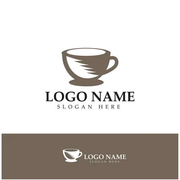 Copo Café Logo Template Vetor Ícone Design — Vetor de Stock