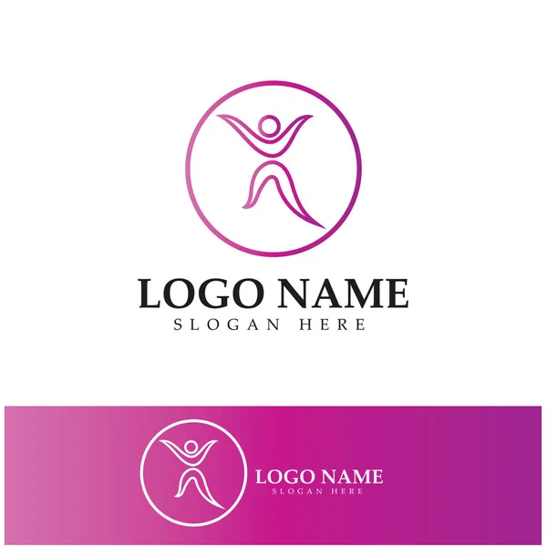 Logo Design People Doing Yoga Symbol Icon Illustration Vector — Stock vektor