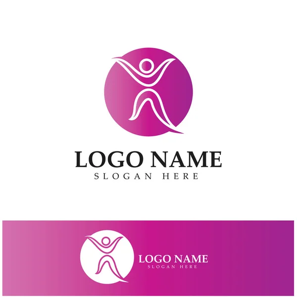 Logo Design People Doing Yoga Symbol Icon Illustration Vector — Stock vektor