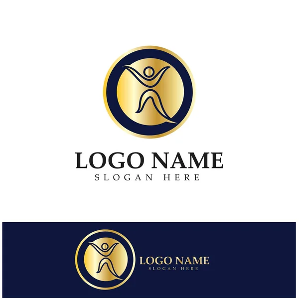 Logo Design People Doing Yoga Symbol Icon Illustration Vector — Stockvector