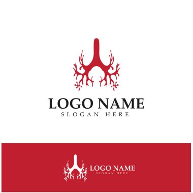 akciğer sağlığı ve bakım logosu şablonu, amblem, tasarım konsepti, yaratıcı sembol, simge, vektör ilülasyonu.