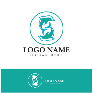 dolphin icon logo design vector