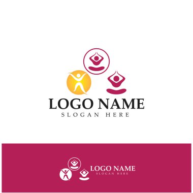 logo design of people doing yoga symbol icon illustration vector
