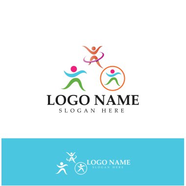 logo design of people doing yoga symbol icon illustration vector