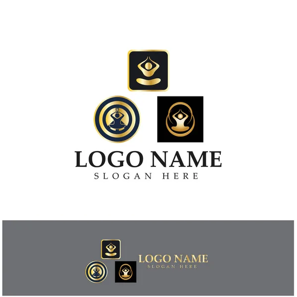 Logo Design People Doing Yoga Symbol Icon Illustration Vector — Image vectorielle