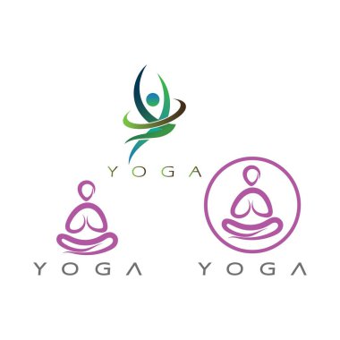 logo design of people doing yoga symbol icon illustration vector