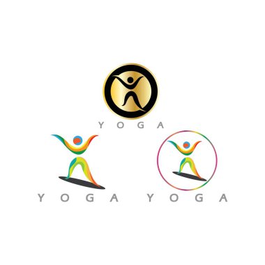 logo design of people doing yoga symbol icon illustration vector