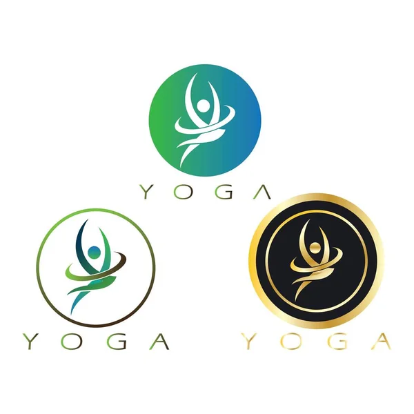 Logo Design People Doing Yoga Symbol Icon Illustration Vector —  Vetores de Stock