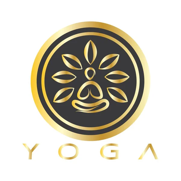 Logo Design People Doing Yoga Symbol Icon Illustration Vector — Vetor de Stock