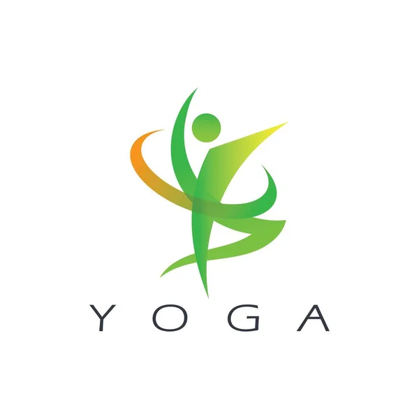 Logo Design People Doing Yoga Symbol Icon Illustration Vector — Vetor de Stock