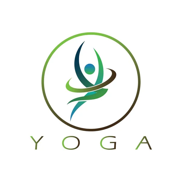 Logo Design People Doing Yoga Symbol Icon Illustration Vector — Vetor de Stock