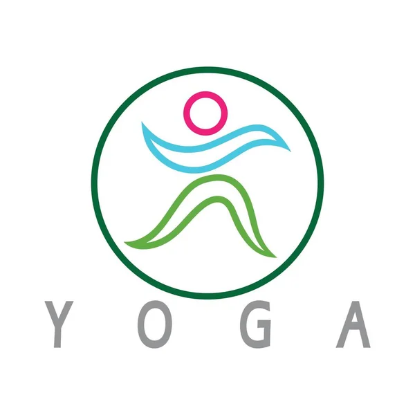 Logo Design People Doing Yoga Symbol Icon Illustration Vector — Vetor de Stock