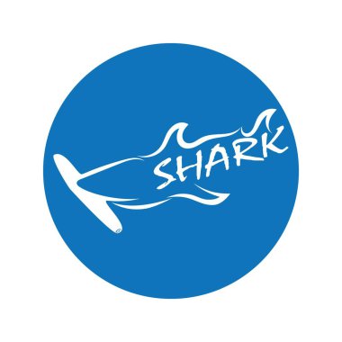 Köpekbalığı illüstrasyon Logo Şablonu Vektörü
