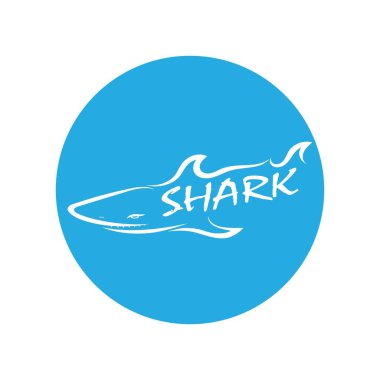 Köpekbalığı illüstrasyon Logo Şablonu Vektörü