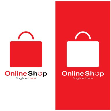e-commerce logo shopping bag and online shopping cart and online shop logo design with modern concept